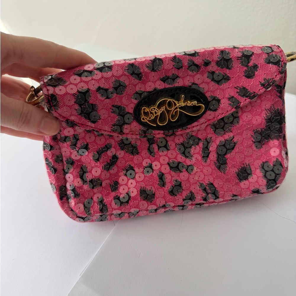 Betsey Johnson Pink and Black Leopard Clutch - Picture 4 of 5